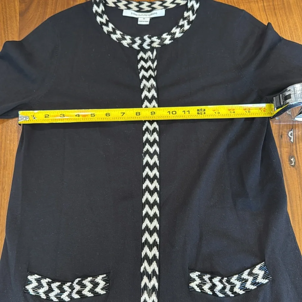 DVF/Diane Von Furstenberg Carmela Black and White Long Cardigan - Picture 14 of 16